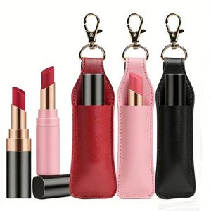 Fashion Personalized PU Leather Lipstick Protective Case Keychain Single Holder Portable Travel <b>Mini</b> Perfume Bottle Storage <b>Bag</b> - Product Image 3