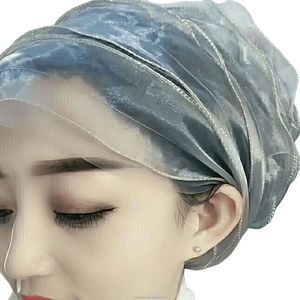 Comfortable YASEEN Eco-friendly Breathable Muslim Shimmering Polyester Women's Headscarf with Flowers All-season Cancer Hat - Product Image 6