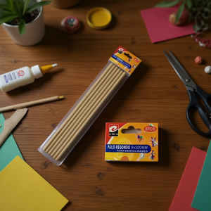 MNJ Round Wooden Stick 8x300mm For Crafts 6Pcs Pack - Product Image 2