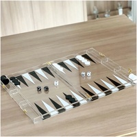 Mehrfarbiges Modernes Luxuriöses Umweltfreundliches Acryl-Backgammon-Set Brettspiel mit Magnetverschluss Reise-Aufbewahrungskoffer