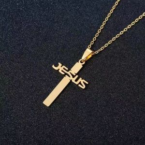 Collier ras du cou en acier inoxydable avec pendentif croix et monogramme lettre Jésus, bijoux pour hommes et femmes, à porter <span class=keywords><strong>au</strong></span> quotidien - Product Image 6