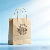 Sacs en papier kraft brun jetables avec logo personnalisé pour la livraison de nourriture, les achats et l'emballage de cadeaux avec poignées
