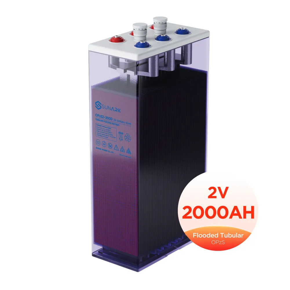 SunArk鉛蓄電池2ボルト2V1000Ah 1500Ah 2000Ah 3000AhOPzSフラッド管状ゲル電池