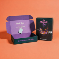 Caja de Envío de Lujo Personalizada, Impresa por Ambos Lados, Color Verde Azulado y Morado, Materiales Reciclados Corrugados, Forro de Esponja, Diseño Creativo