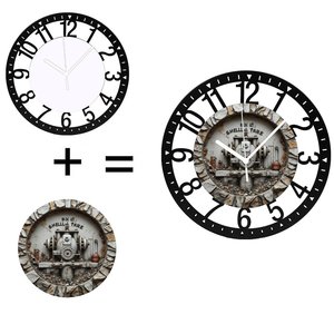 <span class=keywords><strong>Horloge</strong></span> murale circulaire en fer de 25 cm avec une table de billard et une queue de billard - Product Image 1