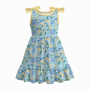 Baby Kids Girls estivo <span class=keywords><strong>con</strong></span> stampa farfalla per bambine abito sottoveste morbido elasticizzato <span class=keywords><strong>con</strong></span> orlo arruffato - Product Image 3