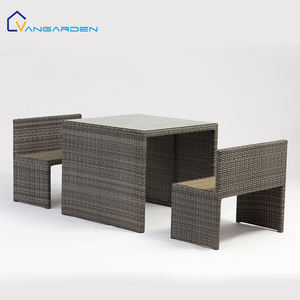 Ensemble de table et chaises de salle à manger en rotin pour <span class=keywords><strong>jardin</strong></span> minimaliste extérieur, résistant à l'eau, séchage rapide, confortable, pour hôtel, balcon - Product Image 2