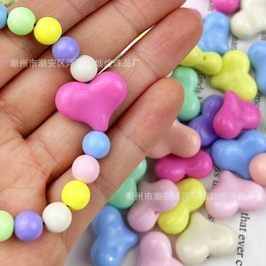 Perles en acrylique en forme de cœur, couleur unie, trou vertical, pour la fabrication de bijoux, accessoires de bricolage - Product Image 2