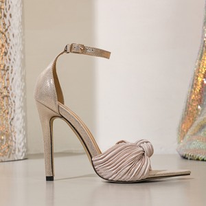 Peep Toe Heels 2025 New Women's Shoes Pointed Satin Temperament <b>Sandals</b> - Product Image 5