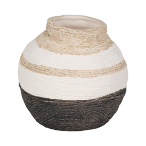 Vaso in Ceramica Texturizzata a Strisce, Vaso Decorativo Moderno per Soggiorno, Camera da Letto e Arredamento Casa - Product Image 3