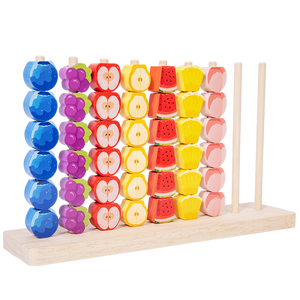 Colorful Wooden Fruit Ring Toss Stacking Game Montessori Sensory Toy for Toddlers Eco-friendly Fine Motor Skills Color - Product Image 1