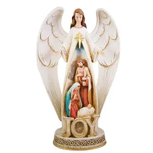 Reçine noel doğuş heykelcik seti noel sevinç melek doğum sahnesi heykelcik, 16 1/2 inç