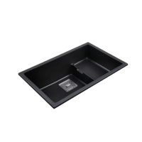 Évier double sous plan de haute qualité 75*47cm, 80% quartz et 20% résine, résistant aux rayures, noir, pour cuisine