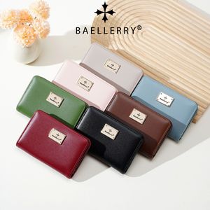 กระเป๋าสตางค์ผู้หญิงแบบยาว Baelerry ทำจากหนัง PU มีช่องใส่บัตรหลายช่อง ตัวล็อคโลหะ ความจุเยอะ สีพื้น ใช้ได้ทุกวัน - Product Image 1