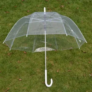 Atacado Adultos 120cm Straight Polyester Umbrella com Semi-Automatic Open Control Mushroom-Shaped Clear Transparent Umbrella