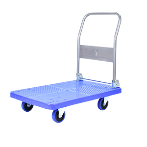 Chariots à main, chariots portables, chariots de manutention d'entrepôt, chariots à plateau plat, chariots à main en plastique bleu à quatre roues pour le transport de marchandises - Product Image 1