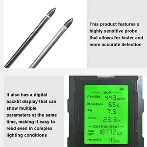 Agriculture akıllı toprak test doğurganlık/PH/nem/Tmep/güneş ışığı/nem toprak metre tarım bahçe çiftçi için - Product Image 4