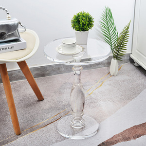 Table d'appoint ronde en acrylique <span class=keywords><strong>style</strong></span> <span class=keywords><strong>colonne</strong></span> romaine OEM/ODM, personnalisable, avec étagère à magazines de haute qualité pour salon, maison, balcon - Product Image 5