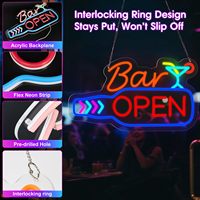 Enseigne néon LED murale pour bar, cocktail, avec port USB et intensité réglable, décoration murale pour bar, pub, devanture de magasin, cadeau pour les propriétaires de bars et les amateurs de cocktails
