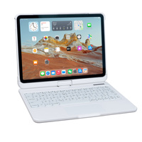 Minimalisme Blanc pour Clavier avec Écran LCD d'État de la Batterie 7 Rétroéclairage RVB USB-C Rechargeable Pavé Tactile pour iPad Air 2024 11 pouces 13 pouces