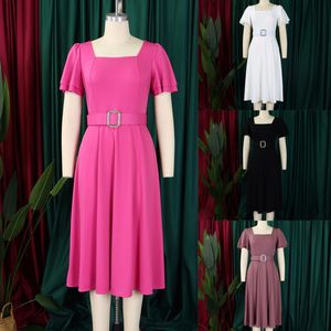 C8629 <span class=keywords><strong>Vestidos</strong></span> de Verano a la Moda para <span class=keywords><strong>Mujer</strong></span> Casuales con Mangas Acampanadas Cuello Cuadrado y Cintura Alta Elegantes para Dama y Oficina - Product Image 3