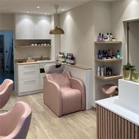 Lit de shampoing portable avec réservoir Chaise de shampoing de salon avec dos rose Lit de lavage à contre-courant avec tabouret roulant