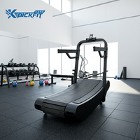 Tapis de course manuel incurvé non motorisé en fer, équipement de fitness pour test de fréquence cardiaque, option sans fil