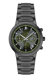 <span class=keywords><strong>Montre</strong></span> chronographe pour <span class=keywords><strong>homme</strong></span> entièrement plaquée or avec cadran bleu carte du monde, <span class=keywords><strong>bracelet</strong></span> en <span class=keywords><strong>acier</strong></span> inoxydable poli, 3 sous-cadrans, affichage de la date - Product Image 2