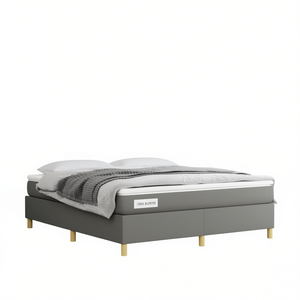 Base de Cama King Size de Madera, Diseño Minimalista, Resistente, en Poliéster Gris y Contrachapado - Product Image 1