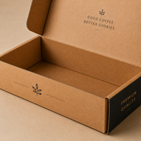 Boîte d'expédition en carton ondulé kraft robuste, écologique et réutilisable, personnalisée pour l'emballage de coffrets cadeaux de café avec insert