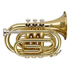 SEASOUND Mini <span class=keywords><strong>trompeta</strong></span> de bolsillo OEM JYPT406 Instrumento de tono BB de latón dorado barato - Product Image 1