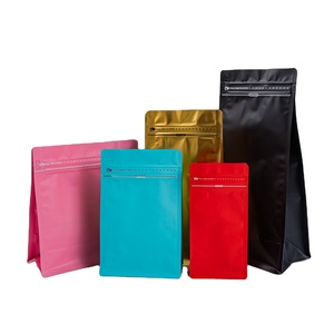 Imballaggio per caffè, sacchetti di caffè compostabili in carta Kraft a fondo piatto con valvola e cerniera Bolsas Para Cafe Coffee Packaging - Product Image 5