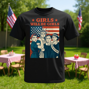 Camiseta para mujer del 4 de julio, patriótica, feminista, Girls Will Be Girls - Product Image 3