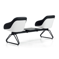Chaise d'attente 3 places en fer argenté pour salle d'attente clientèle, hôpital, aéroport, banque, centre commercial, avec accoudoirs, usage commercial, facile à nettoyer