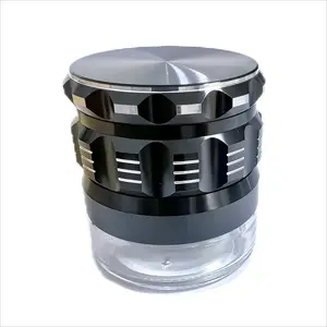 Wholesale Customized Aluminum New Spice Herb Grinder with Glass Storage Tank Smoking Accessories