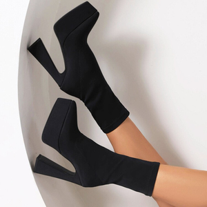 Chaussures pour femmes en gros, bottes d'hiver chaudes et sexy à talon haut mi-hauteur, style plateforme, pour femmes - Product Image 4