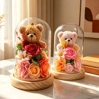 Ours en peluche réaliste fait main, fleurs artificielles en savon (rose, lotus) – Ornement parfait pour la Saint-Valentin et la Fête des Mères – Vente directe usine