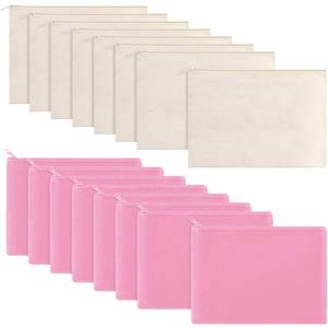 Multi-Color Plain Canvas Clutch Bag Eco-Friendly Cosmetic Case Blanks Zipper 7x10 Inches Natural Travel <b>Toiletry</b> Bag - Product Image 1