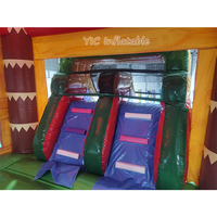 Structure gonflable commerciale à louer avec toboggan aquatique, style palmier tropical, pour enfants, avec souffleur