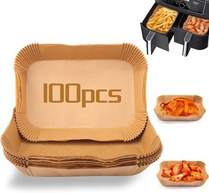 100 Pieces Square Non Stick Parchment <strong>Airfryer</strong> <strong>Liners</strong> Air Fryer Disposable Paper <strong>Liners</strong> 7.9inch - Product Image 4