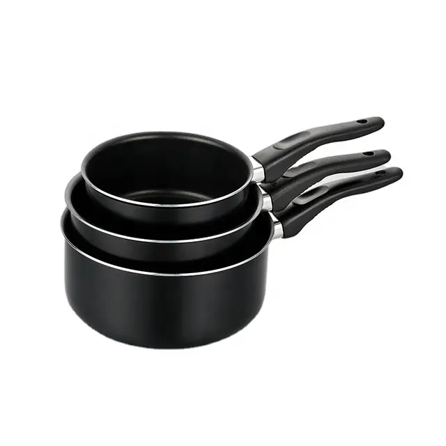 Padella antiaderente da cucina in alluminio manico nero set di 3 padelle per salsa