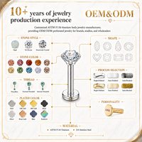 Anneau de piercing articulé en titane ASTM F136 plaqué or 18 carats avec zircon, pour septum, hélix ou cartilage d'oreille, calibre 16G