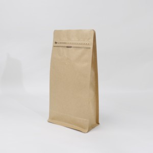 Premium Airtight Kraft Coffee Packaging Bags Zip Lock Resealable Printed Block Bottom Pouch for Beans Eight Side Seal Coffee Bag - Product Image 1