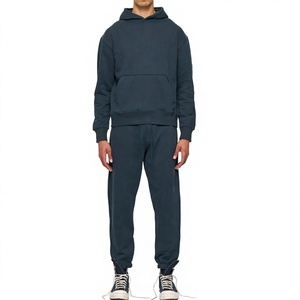 Ensemble de survêtement à capuche pour homme, sweat-shirt et pantalon à fermeture éclair intégrale, couleur unie décontractée, respirant, polyester et coton, vêtements d'automne - Product Image 4