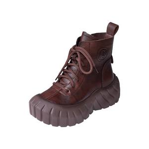 Nouvelles bottes Martin en cuir faites à la main de style britannique, bottes à plateforme, bottes légères à bout rond, chaussures - Product Image 5