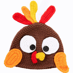 Thanksgiving Wholesale Cotton Yarn Crochet <strong>Turkey</strong> <strong>Hat</strong> for Kids-Adjustable Fun Animal Cap for Daily &amp; Party Outdoor Activities - Product Image 5