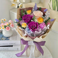 Bouquet de roses éternelles de luxe pour la Saint-Valentin, arrangements floraux de mariage pour une décoration de table romantique