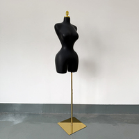Mannequin de présentation femme demi-corps, taille plus, courbes BBL, en fibre de verre noir mat, pour robes, Guangzhou