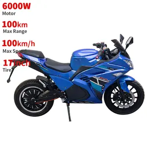 Moped 17inch 100km/h High Speed Electric Motorcycle 6000W Electric Moped For Adults
