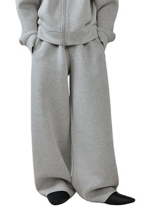 Pantalones acampanados con capucha y algodón 100% al por mayor, chándal personalizado para hombre, color sólido, informal, diseño holgado, forro polar de 220g para invierno - Product Image 4